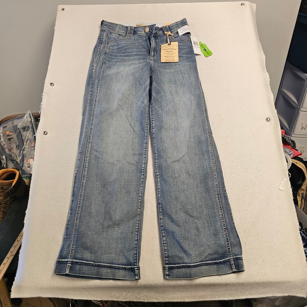 Democracy Ab Technology Skyrise Wide Leg Jeans Size 6 Medium Wash NWT